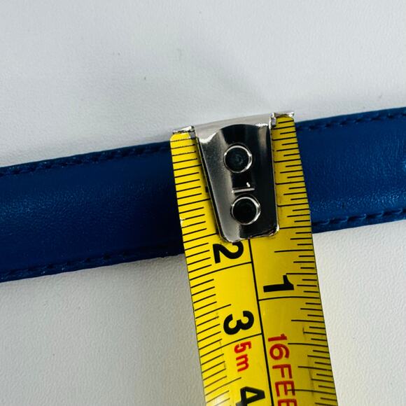 Vintage 1980s Blue Women’s Leather Skinny Size Large Taiwan Size 34 - Picture 6 of 7